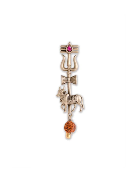 Sacred Trishul Nandi Lapel Pin