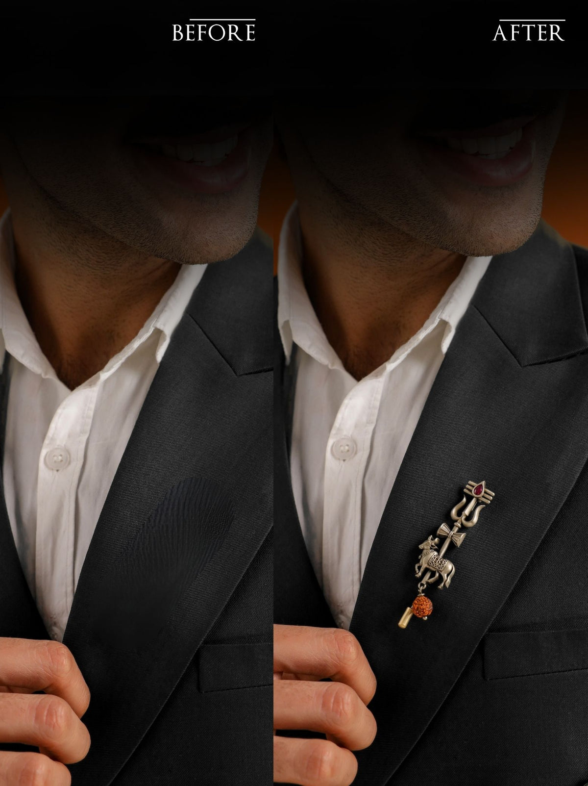 Sacred Trishul Nandi Lapel Pin