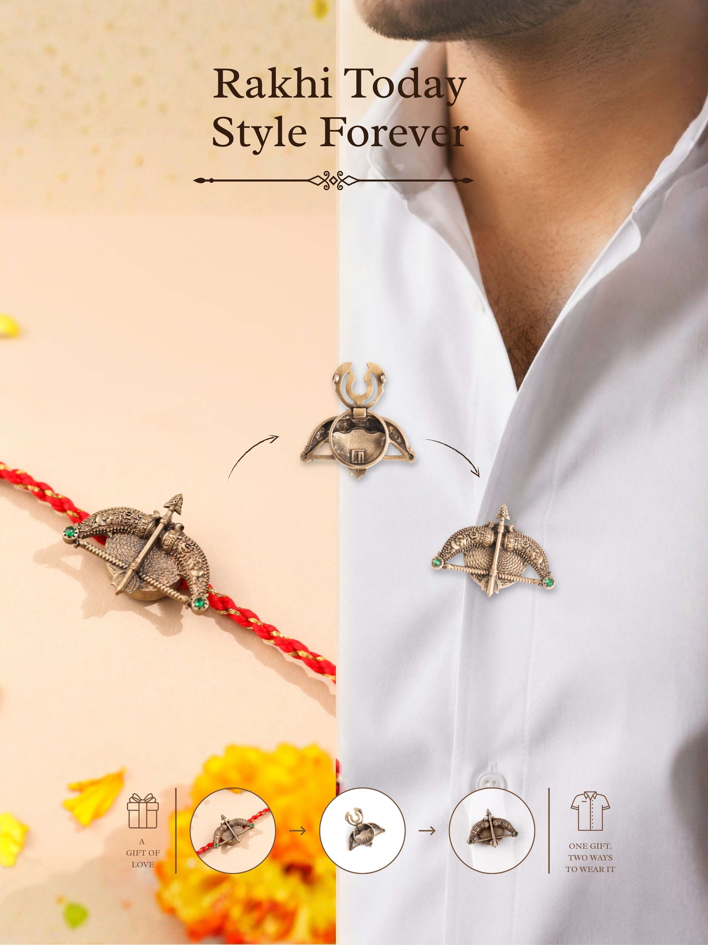 Ram Dhanush Convertible Rakhi Button Cover