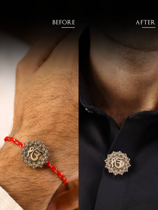 IK Onkar Motif Premium Convertible Rakhi Button Cover