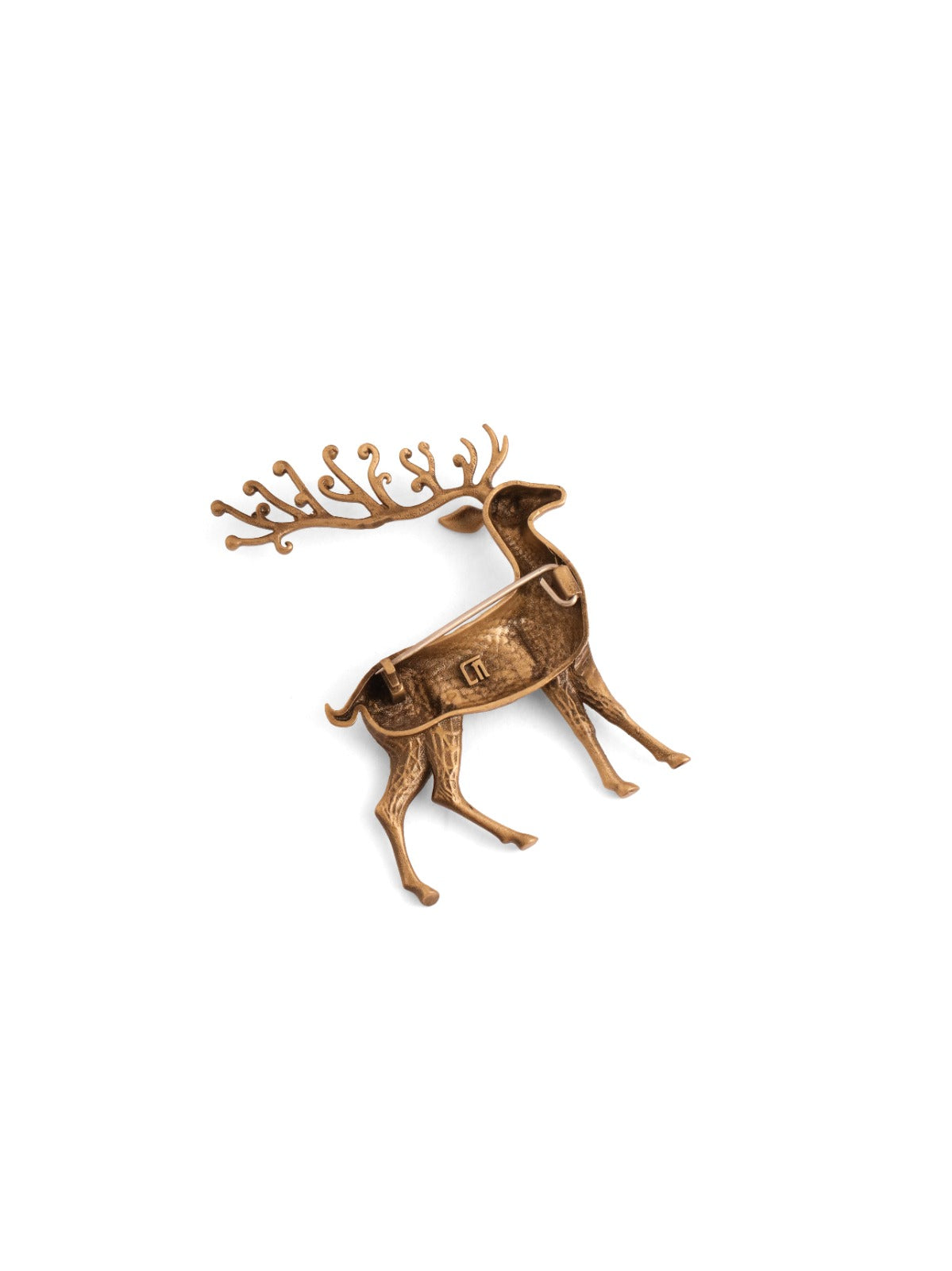 The Golden Deer Brooch - antique gold brooch for men with the golden deer motif, close-up view