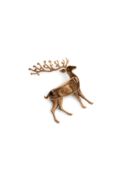 The Golden Deer Brooch - antique gold brooch for men with the golden deer motif, close-up view