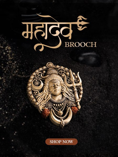 Mahadev Brooch in antique gold