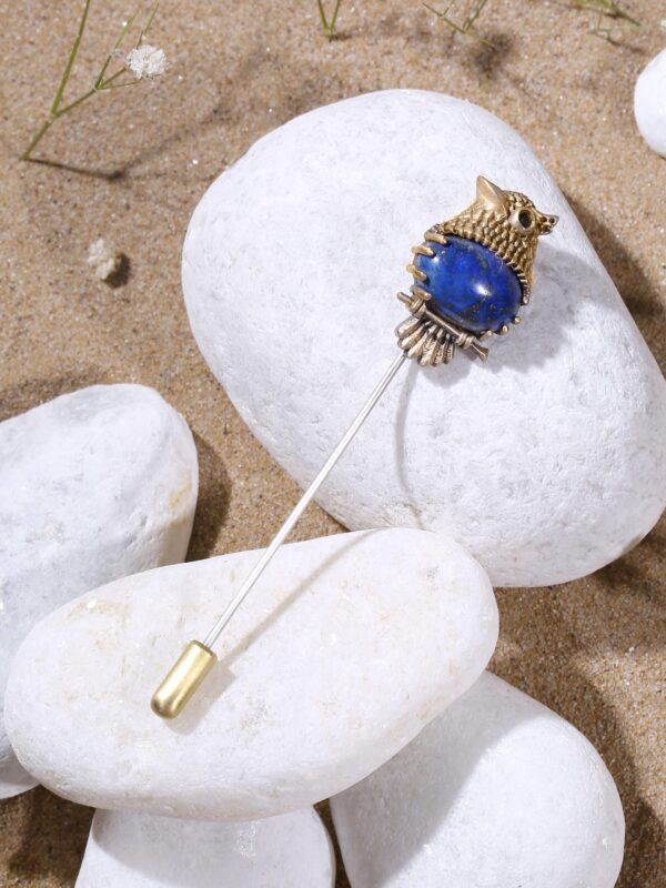 Blue owlet lapel pin