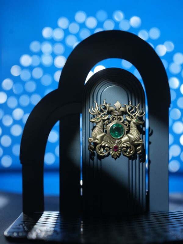 Regal Stag Emerald Brooch