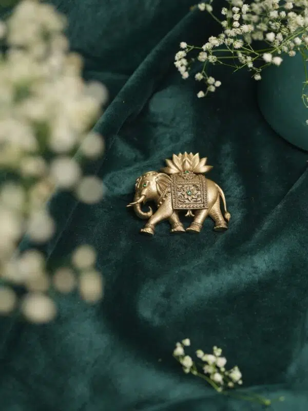 The Lotus Bearer Elephant Brooch