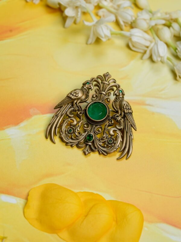 Emerald Stallion Crest Brooch