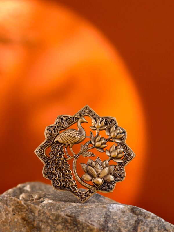 The Lotus Peacock Brooch